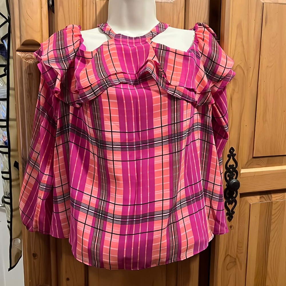 INC Off The Shoulder Pink Stripe Blouse